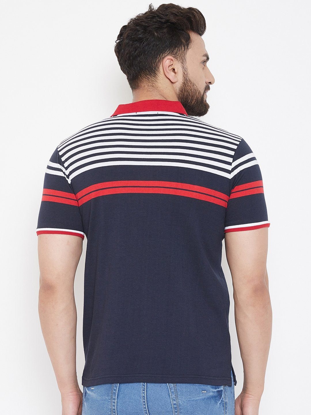 Navy blue Striper Polo T-shirt