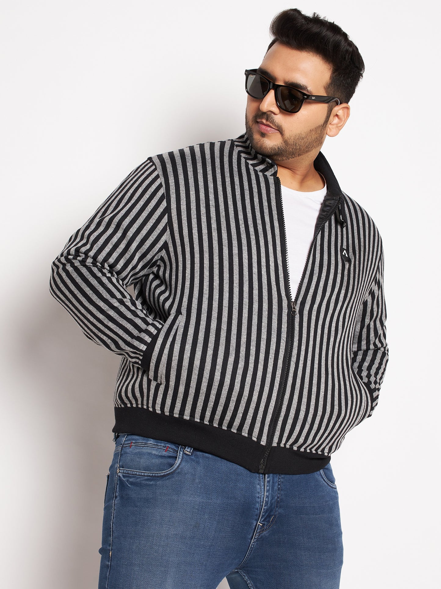 Full Sleeve Checkered Men Bomber Jacket