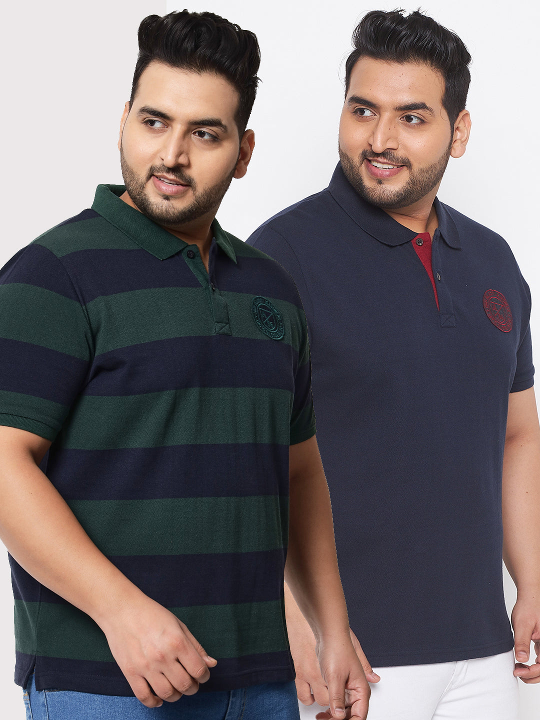 Pack of 2 Striped Men Polo Neck Multicolor T-Shirt