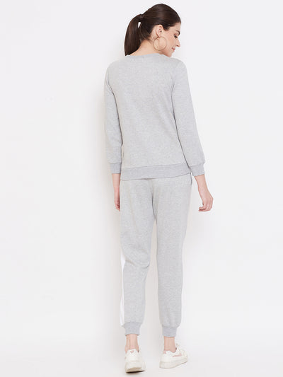 Austin Wood Women's Grey Full Sleeves Printed Track Suit