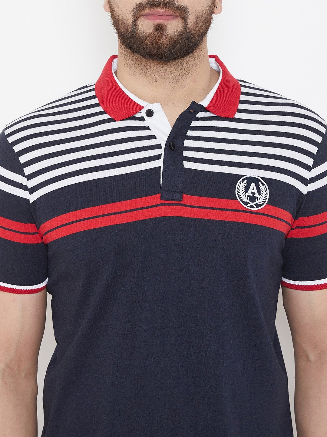 Navy blue Striper Polo T-shirt