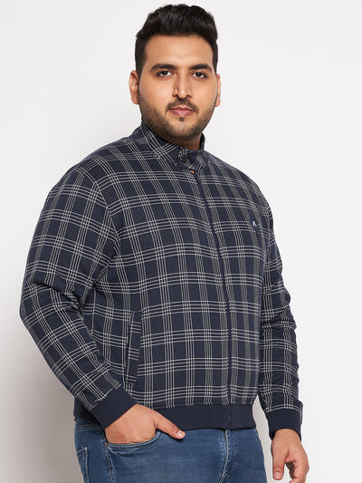 Full Sleeve Checkered Men Bomber Jacket