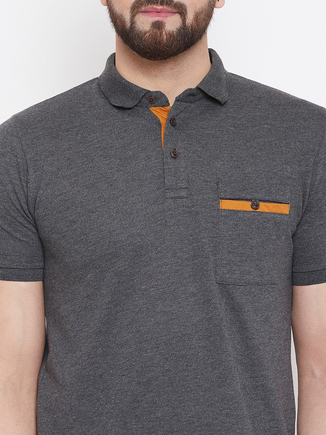 Grey Plain Polo T-shirt