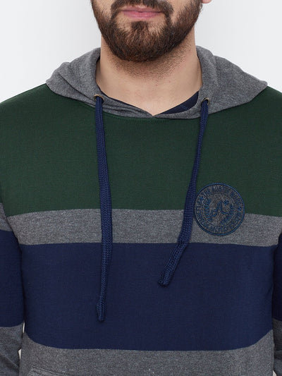 Men's Multi Striper Hooded Sweatshirt
