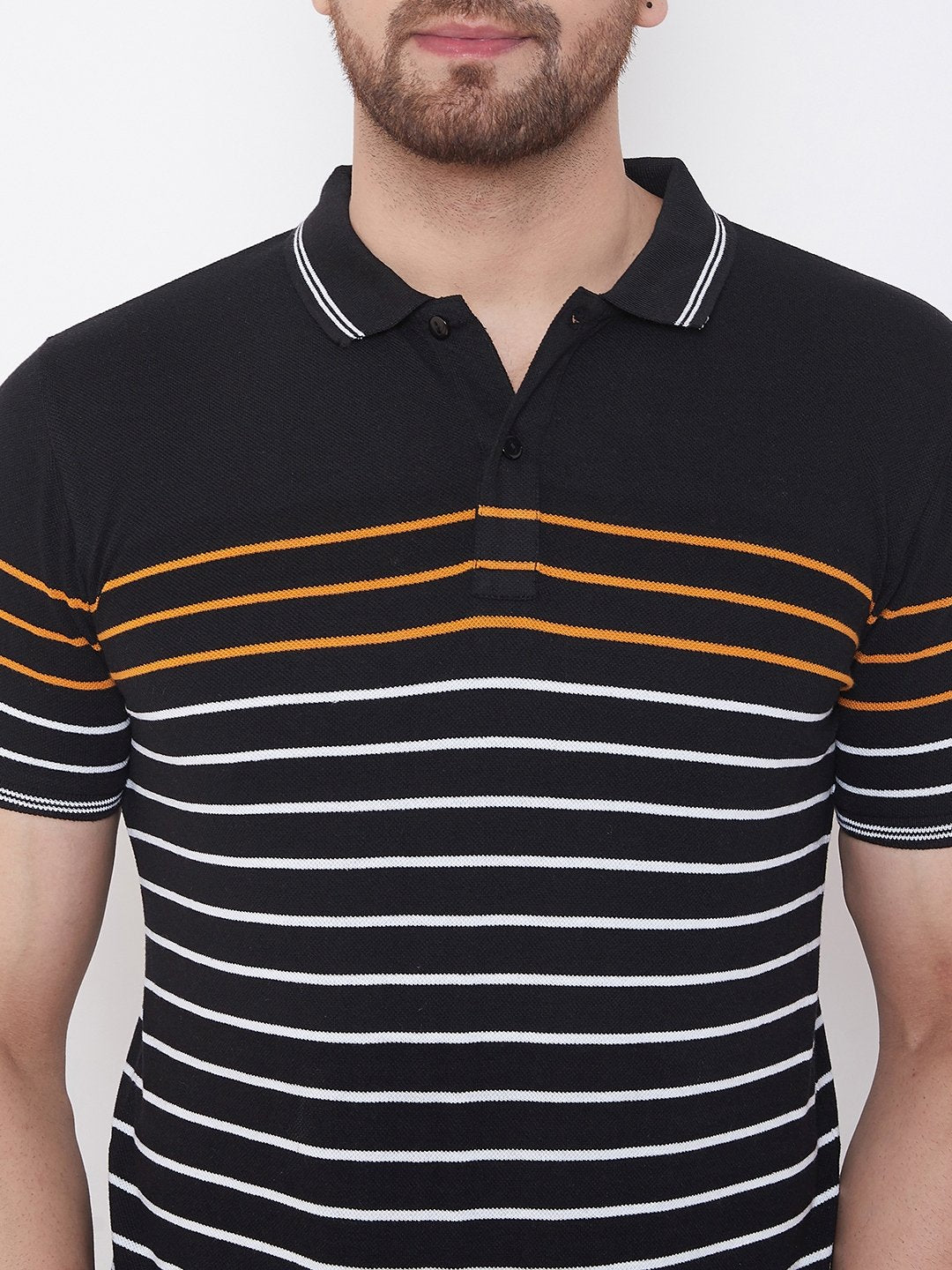 Black Striper Polo T-shirt