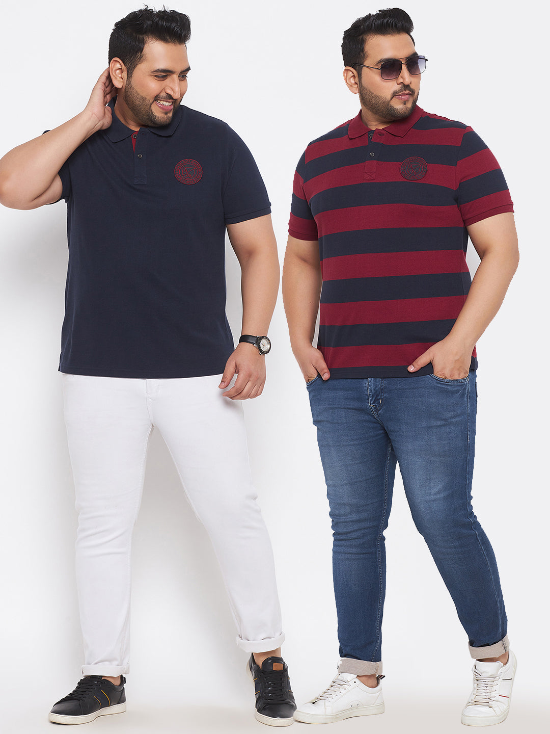 Pack of 2 Striped Men Polo Neck Multicolor T-Shirt