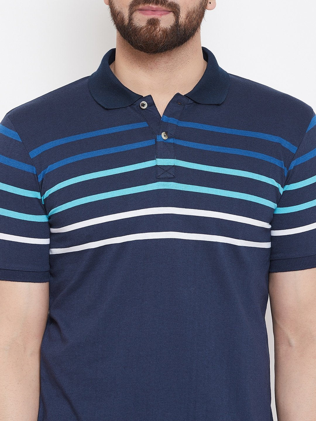 Navy Stripers Polo T-shirt