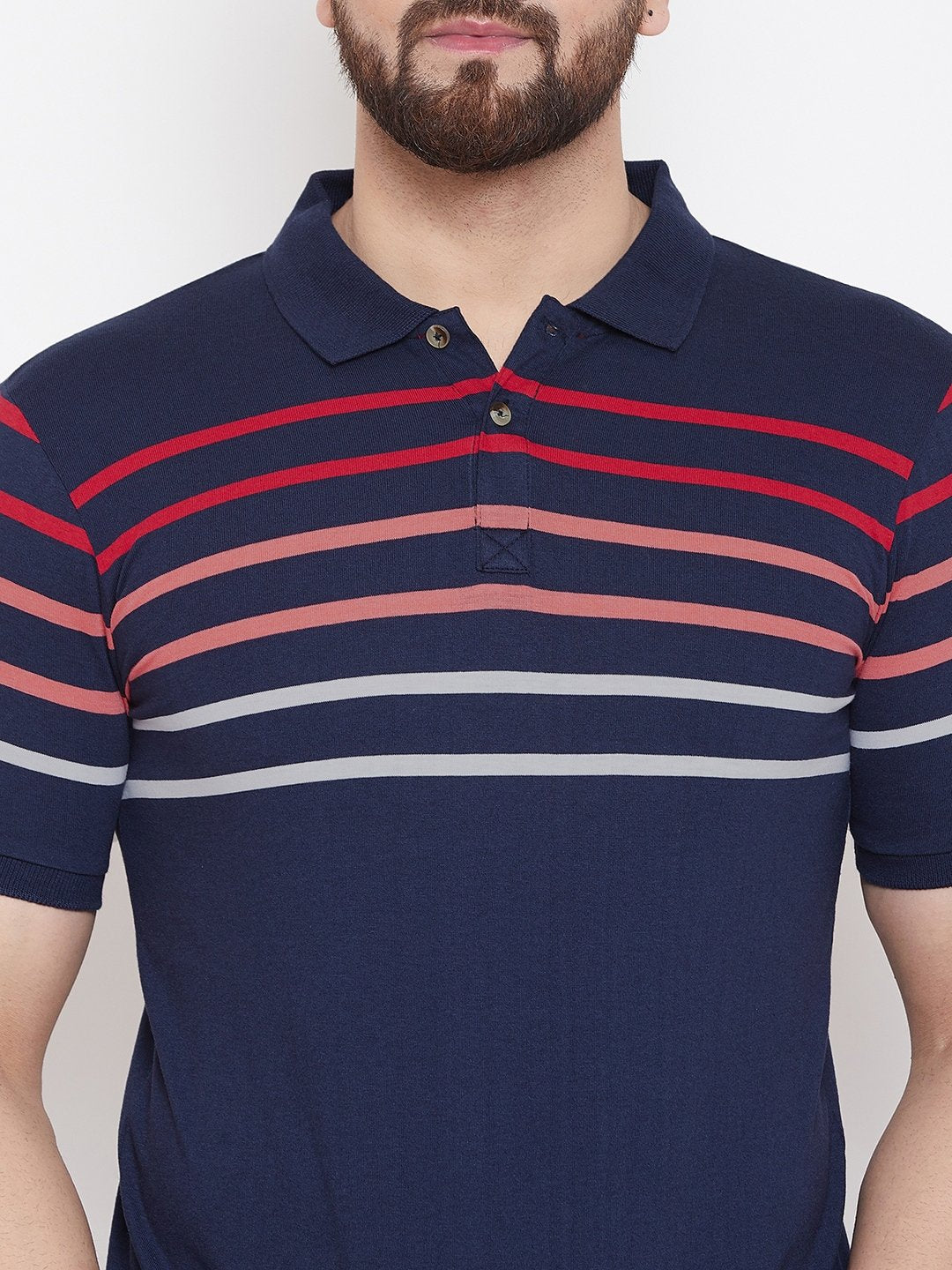 Navy Stripers Polo T-shirt