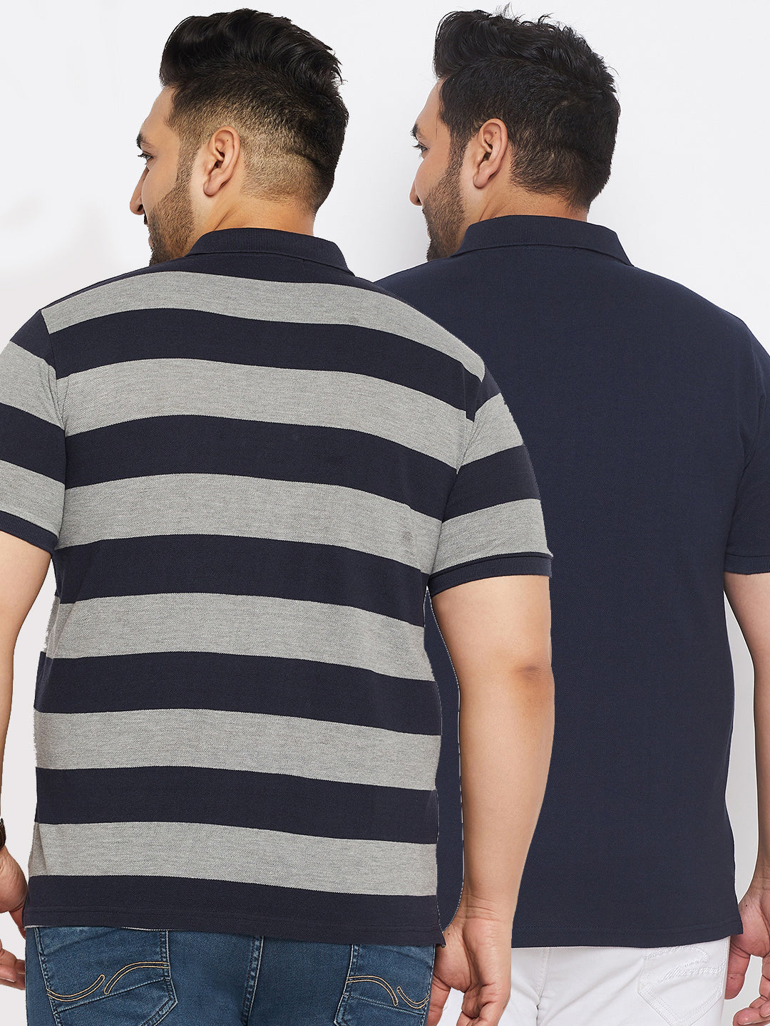 Pack of 2 Striped Men Polo Neck Multicolor T-Shirt