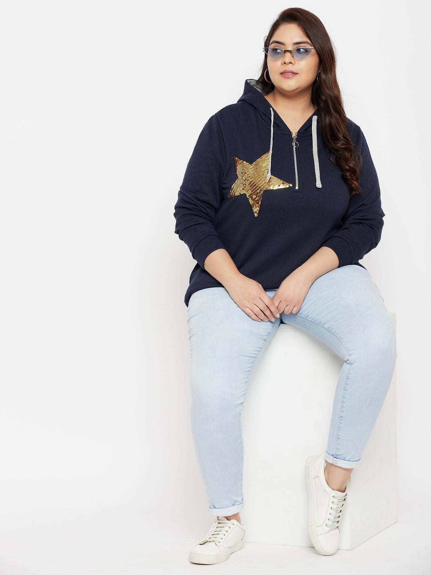Austivo Women Solid Hooded Sweatshirt